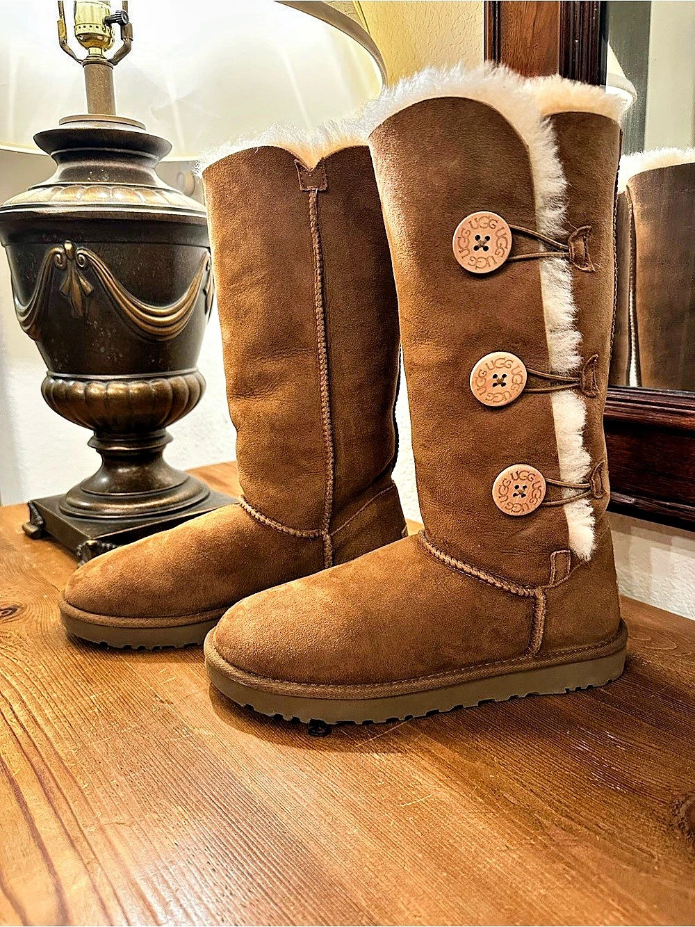 UGG Bailey Button Triplet II Tall Boots in Brown size 9
